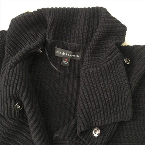 Rock & Republic Black Knit Sweater Zipper Detail - Picture 2 of 7